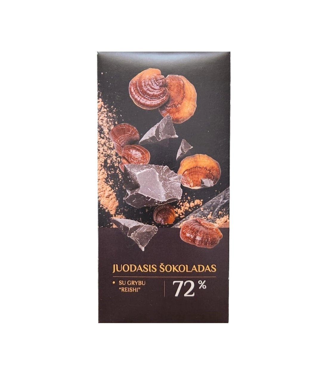 Juodasis šokoladas su grybu “Reishi”